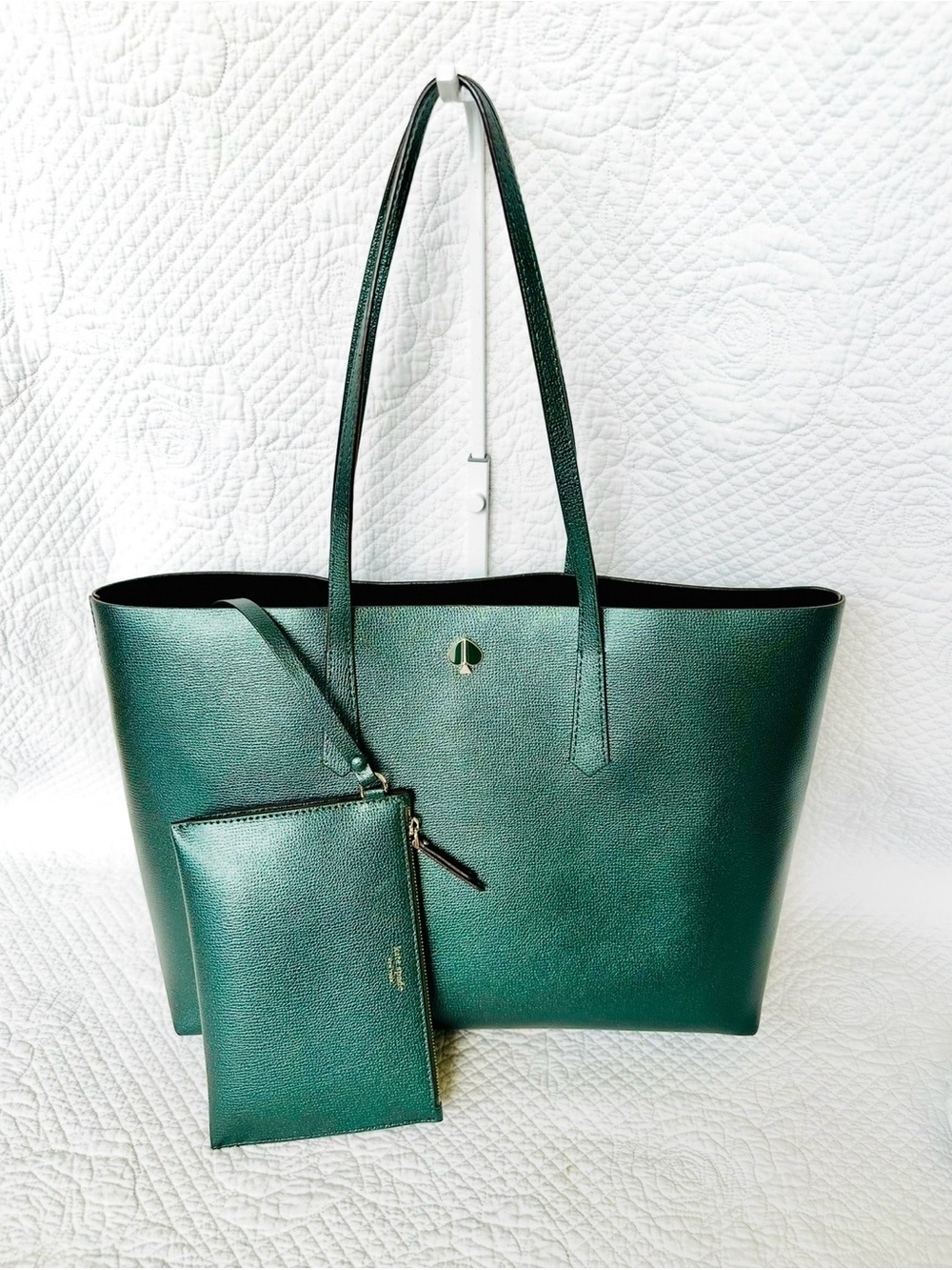 kate spade Forest Green Leather Tote with Wristlet